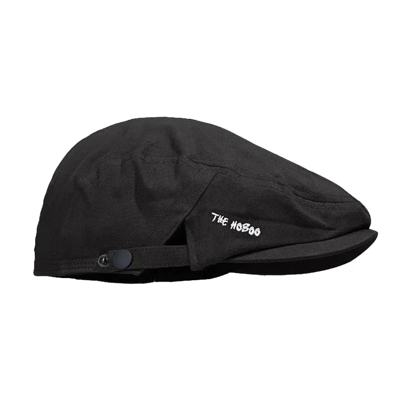 Adjustable Button Embroidered Flat Cap
