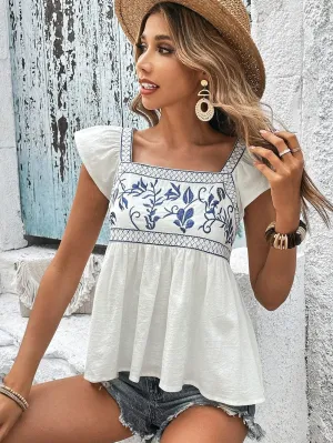 Appealing White Embroidered Top