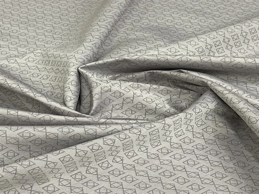 Gray Purple Geometric Printed Polyester Fabric