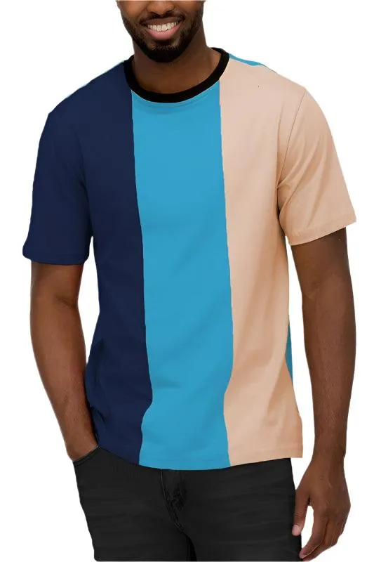 Mens Color Block T-Shirt Short Sleeve