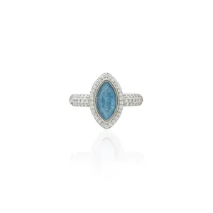 Silver Shiny Sky Blue Stone Ring