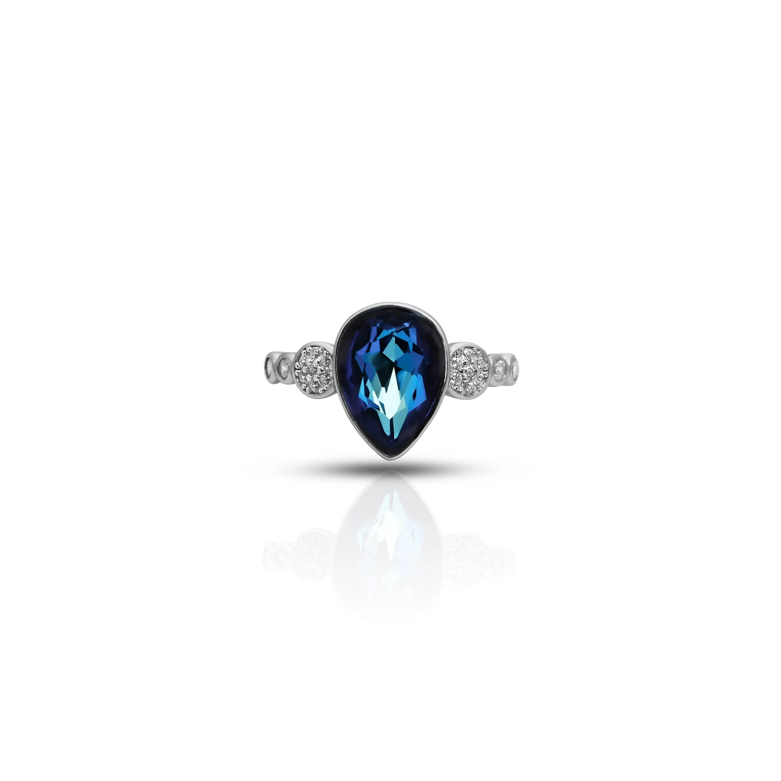 Sterling Silver Drop-Cut Blue Gemstone Ring for Girls