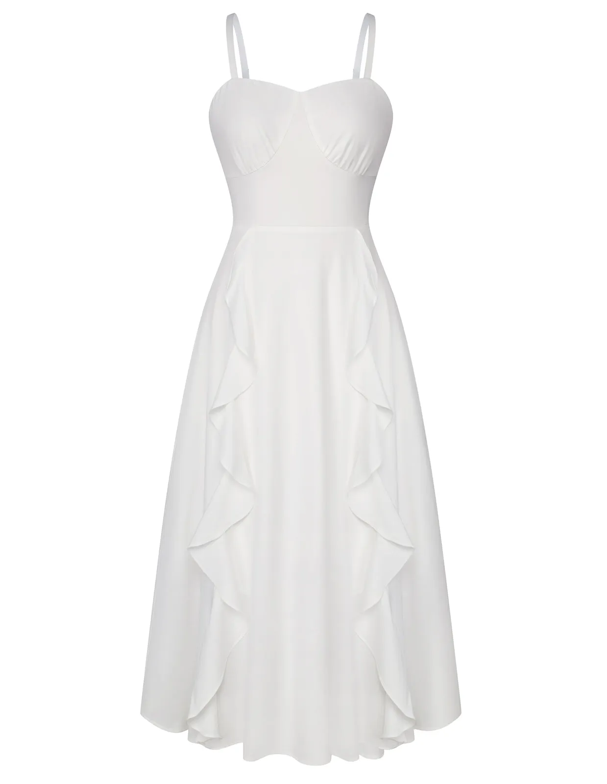 Sun Slip Dresses for Women Boho Maxi Dresses Casual Spaghetti Ruffle Dress